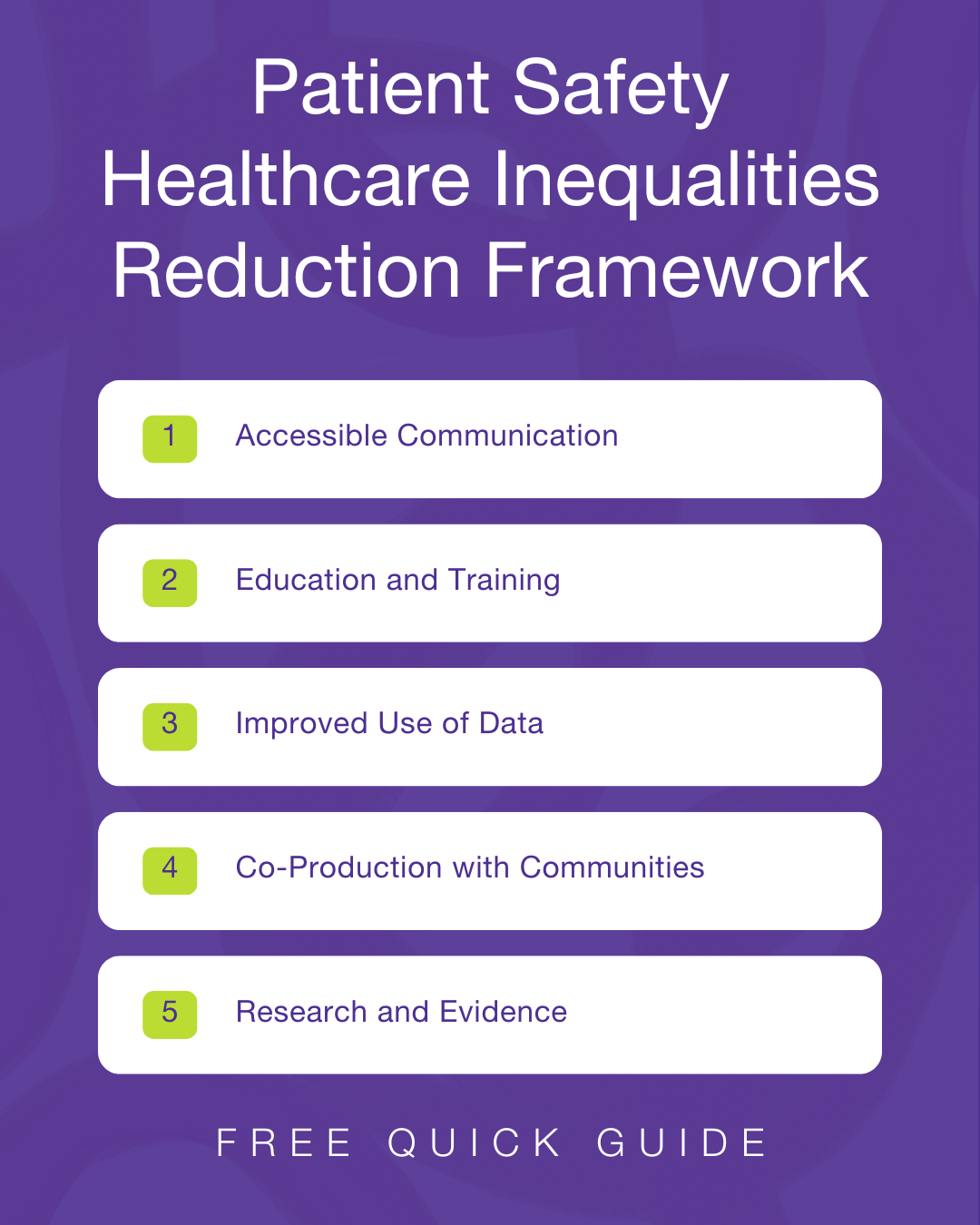 Patient Safety Healthcare Inequalities Reduction Framework